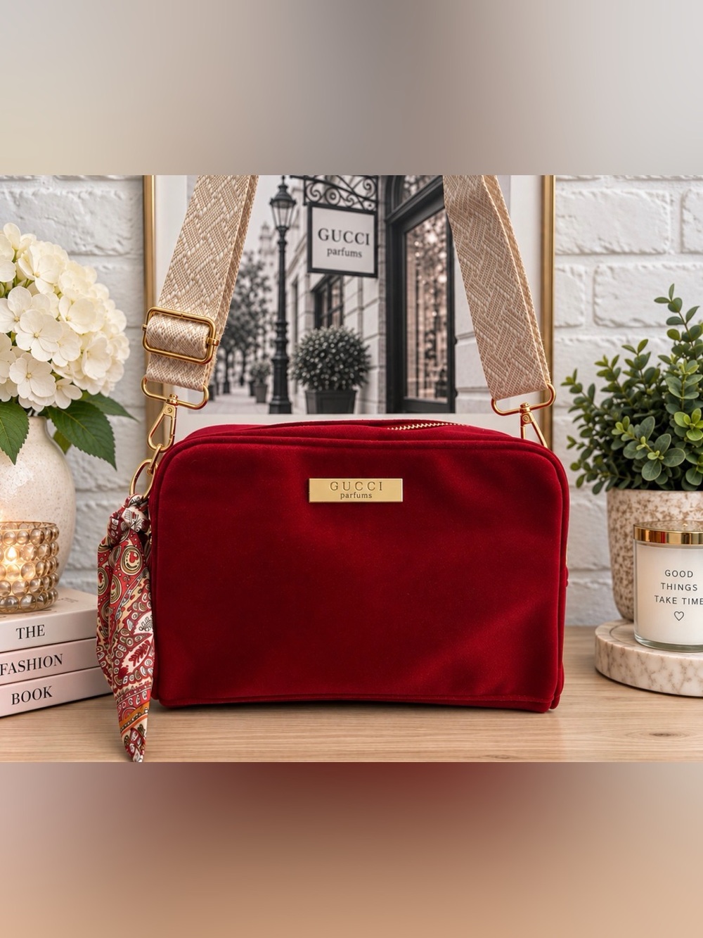 Gucci Red Velvet Beauty Cosmetic Bag GWP VIP item
